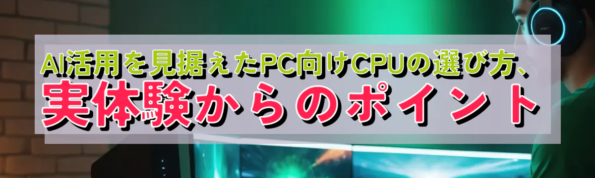 AI活用を見据えたPC向けCPUの選び方、実体験からのポイント
