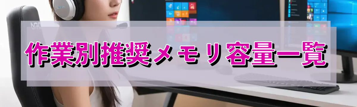 作業別推奨メモリ容量一覧