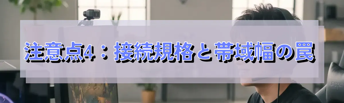注意点4:接続規格と帯域幅の罠